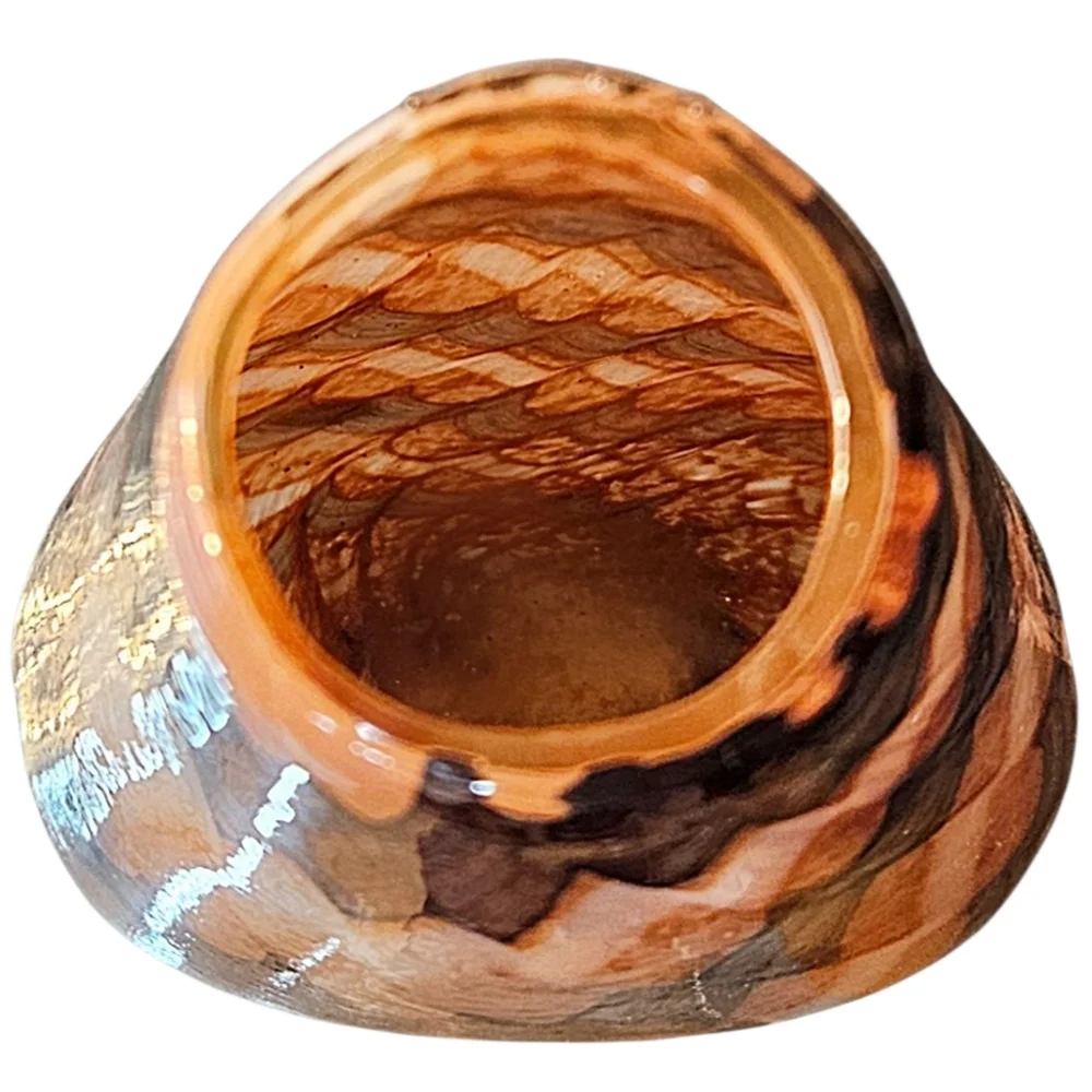 Beautiful Thick Glass Fall Vase  Diagonal Zig-Zag Pattern